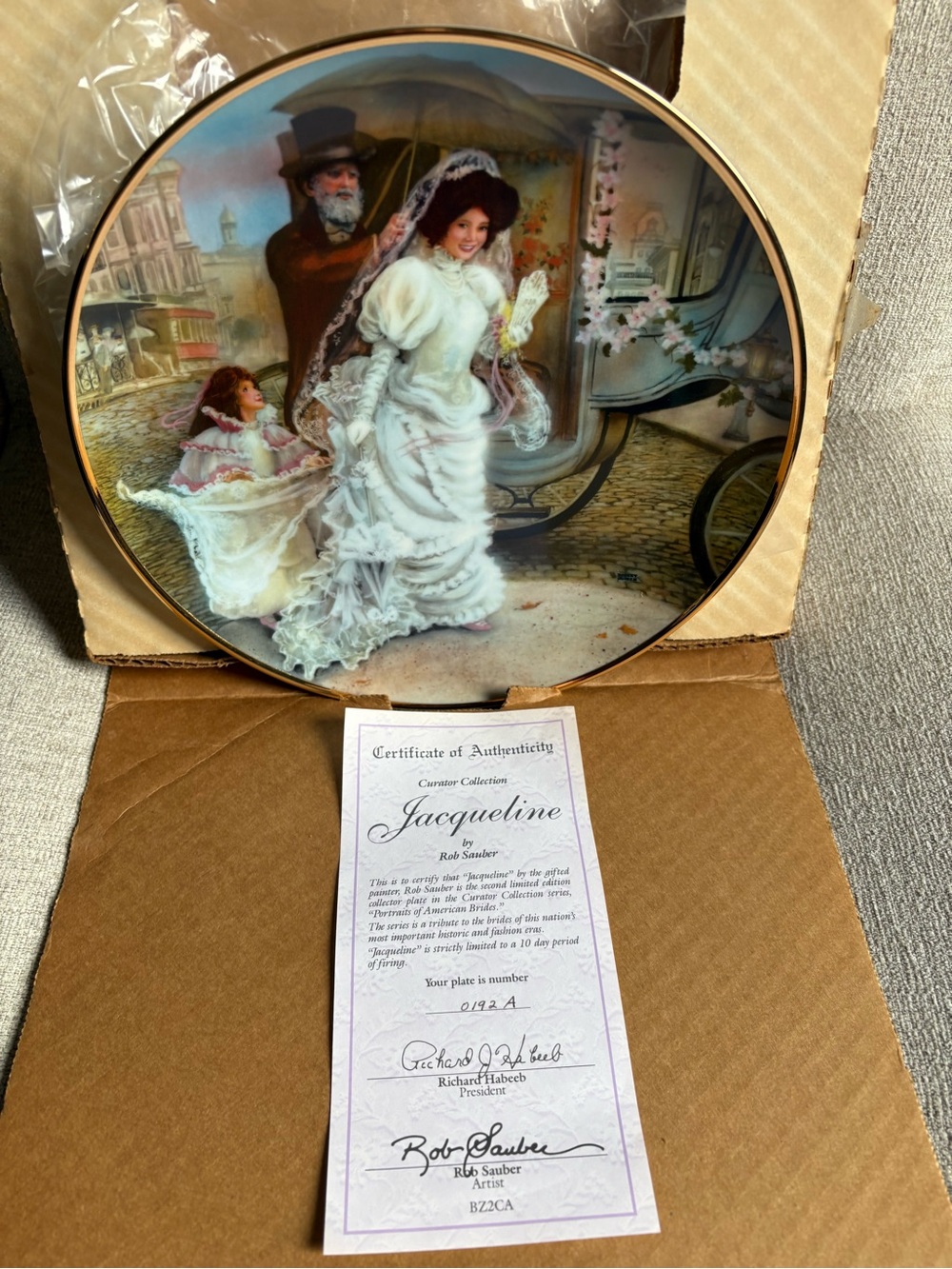 Rob Sauber 'Jacqueline' Decorative Collector Plate - White and Cream